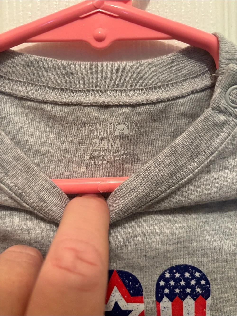 Gray Baby One-Piece with Patriotic Popsicle Appliqué